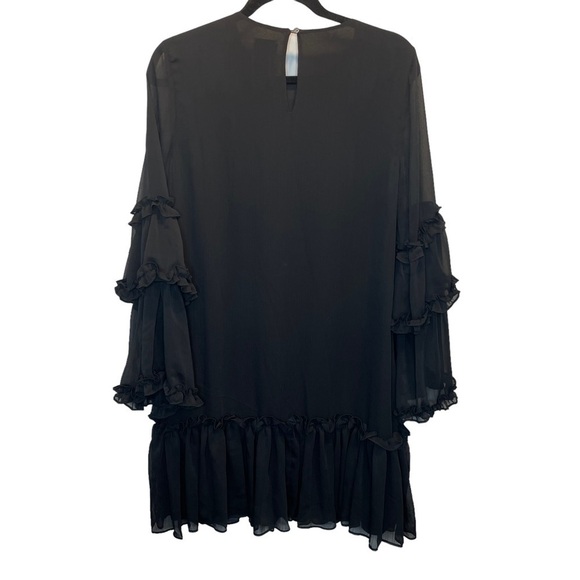 CeCe Ruffle Chiffon Shift Dress in Rich Black Small NWT NEW - Picture 3 of 7